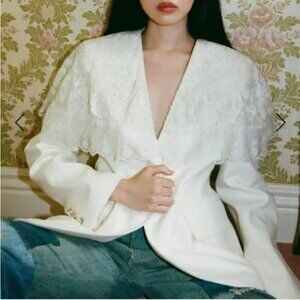 Sea New York Arielle Lace Cape Jacket in Ivory